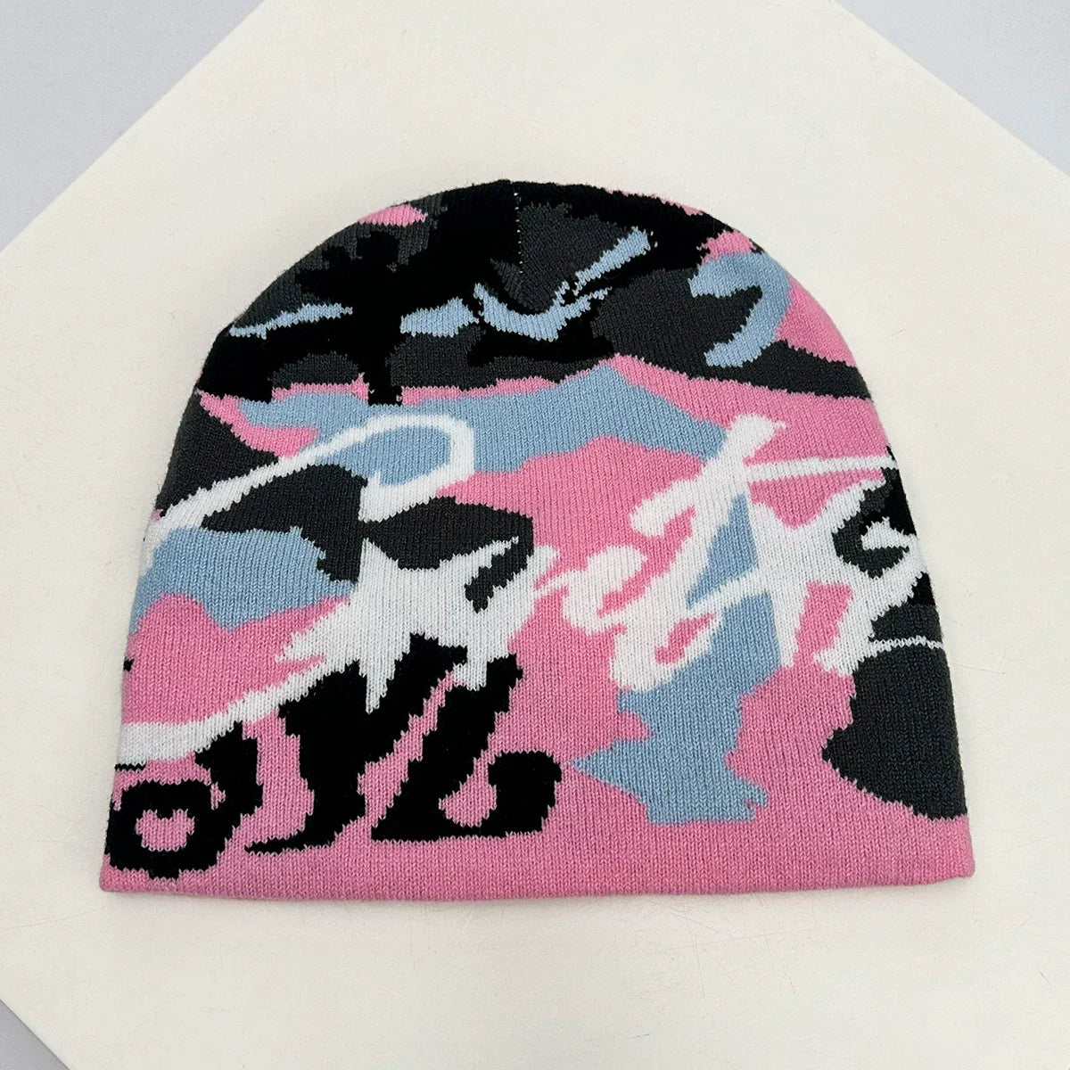 Corteiz Script Camo Knit Beanie