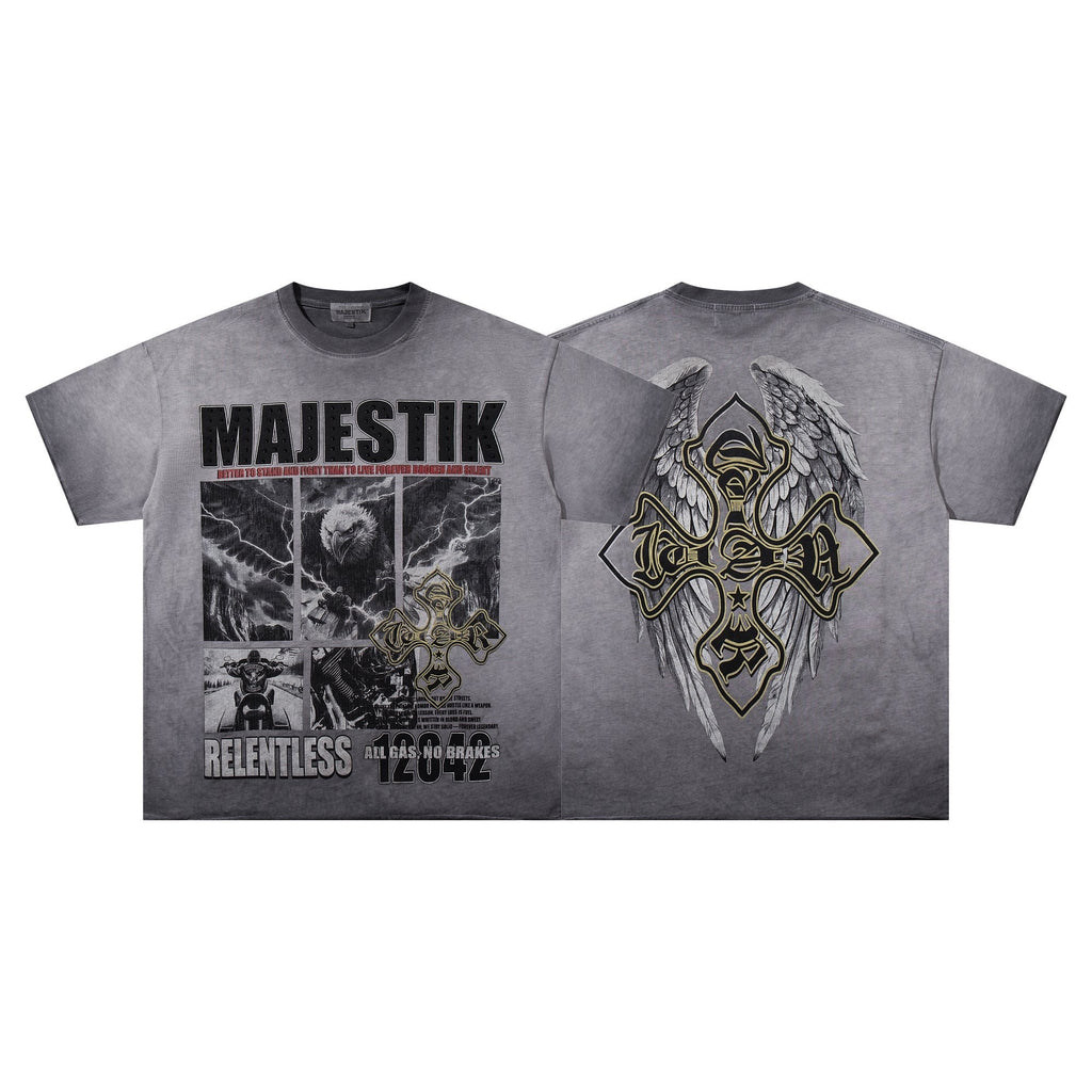 MAJESTIK Winged Cross Graphic T-Shirt