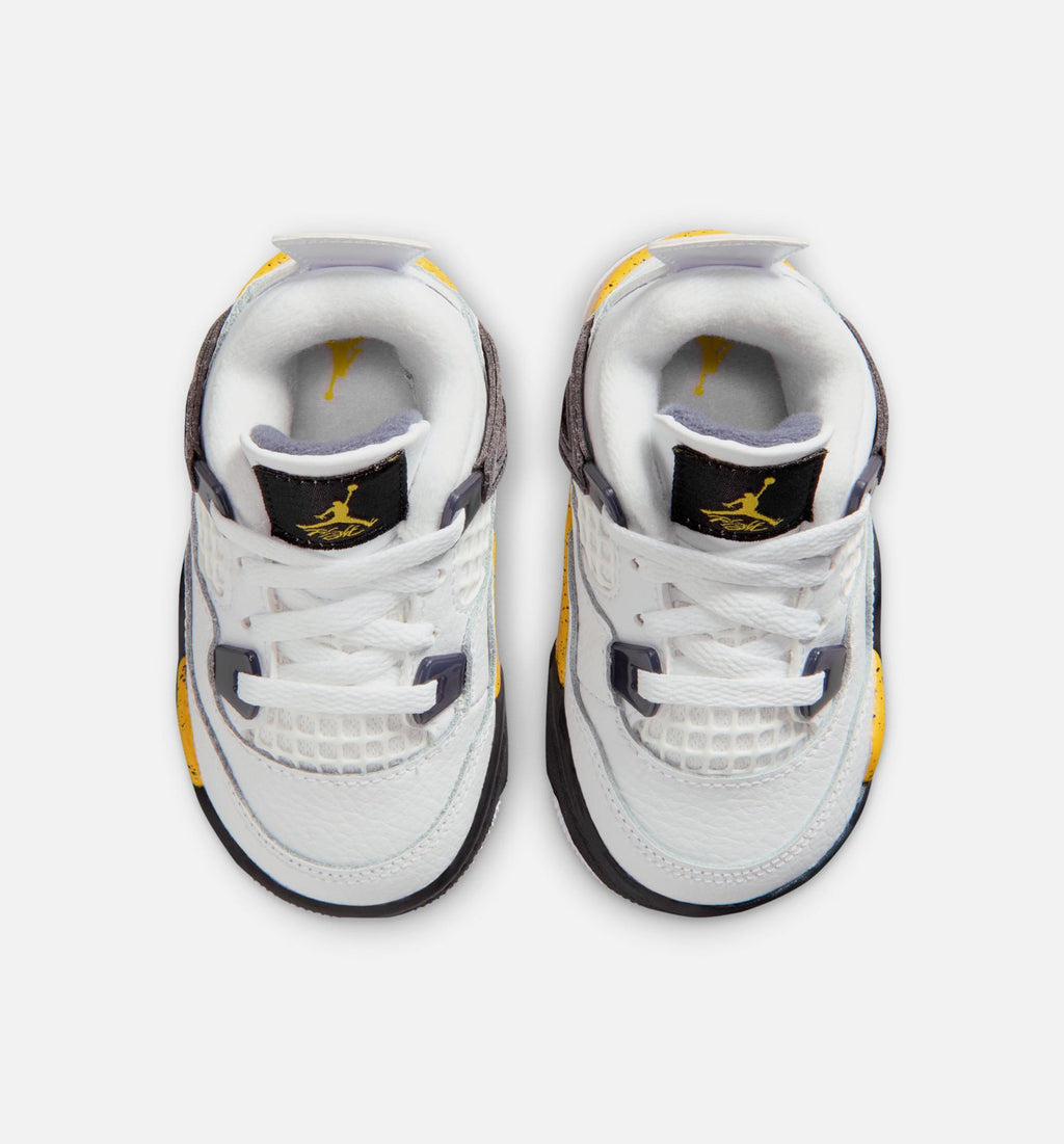 Air Jordan 4 Retro Rare Air Tour Yellow Infant Sneakers - White/Dark Blue Grey/Black/Tour Yellow
