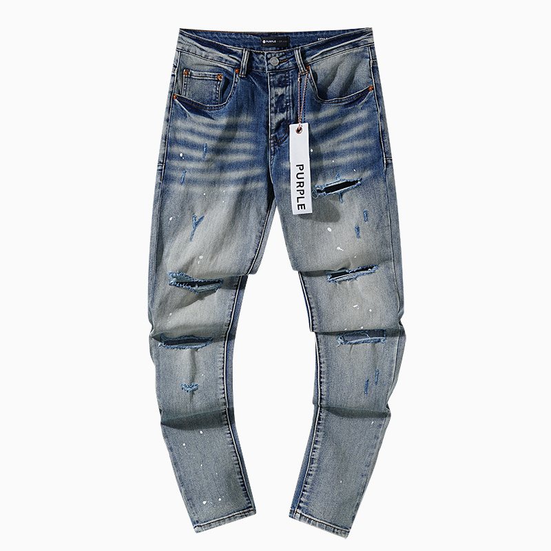 Purple Brand Paint-Splatter Distressed Jeans