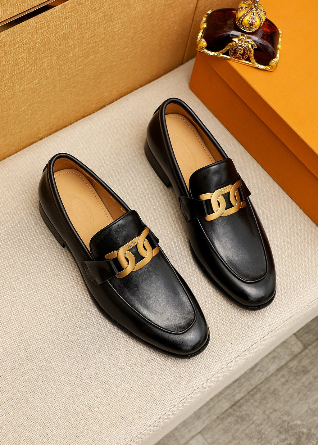 Tod's Black Gold-Hardware Loafers