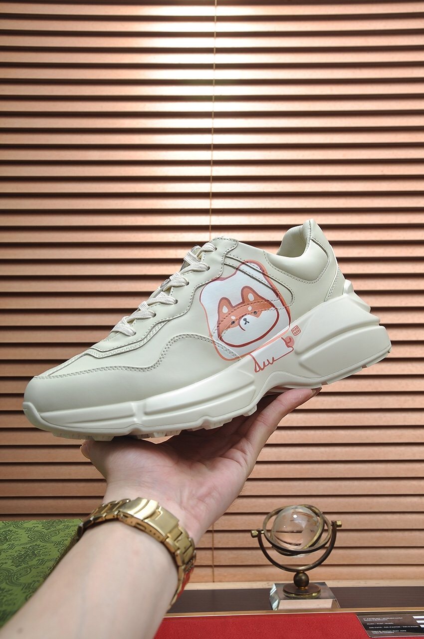 Gucci White Graphic Low-Top Sneakers