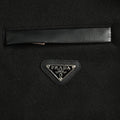 Prada Triangle Logo Leather Sleeve Varsity Baseball Jacket Black