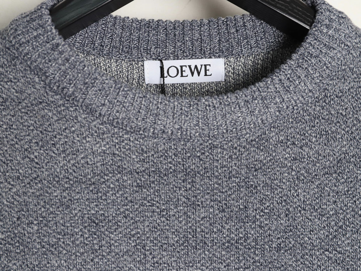Loewe Anagram and Lettering Crewneck Knit Sweater - Gray
